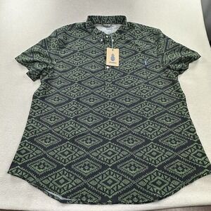 Chubbies Shirt Mens 2XL Black Geometric The Gamesman Vented Popover Short Sleeve